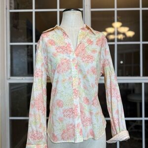 Jones New York Country Floral Button-Down Blouse – Women’s | White | 100% Cotton